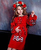 Вишита сукня для дівчинки Бохо червона р. 116.122.128.