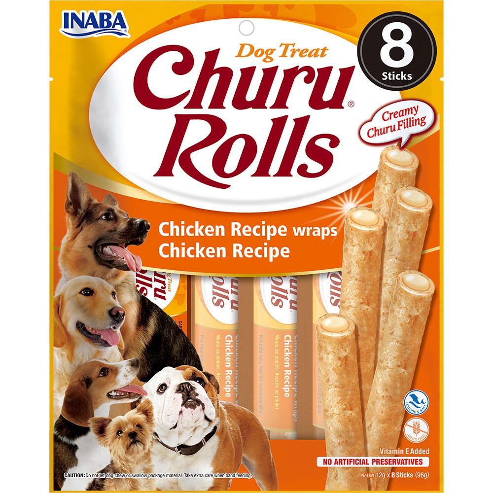 Ласощі для собак м'ясні палички з куркою INABA Churu Rolls 8 шт*12 г