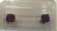 Гвоздики (серьги-иглы) для прокола ушей пистолетом Studex большая L101W сталь с темно-красным камнем в крапане