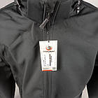 Тактична куртка осінь весна Софтшелл утеплена з капюшоном COMBAT Tactical фліс Чорна M, фото 2