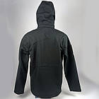 Тактична куртка осінь весна Софтшелл утеплена з капюшоном COMBAT Tactical фліс Чорна M, фото 4