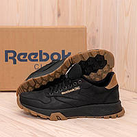 Мужские демисезонные кожаные кроссовки Reebok Classic черные 40-45 43