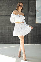 Літнє корсетне плаття бавовняне з пишною спідницею воланами та шнурками на корсеті 42-46 розміри різні кольори