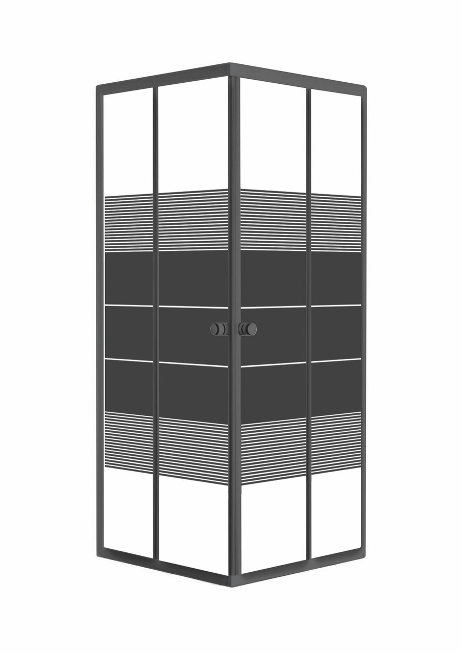 BLACK VELUM душова кабіна (90*90*180см квадратна, скло \Black linia\ 4мм, без піддону), чорний матовий Арт. 90BRZ082Linia