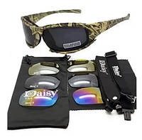 Защитные солнцезащитные спортивные очки Daisy X7 Хаки -4 сменных линзы + чехол.woodland