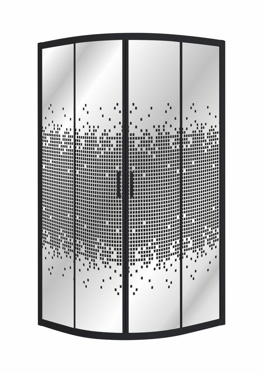 TISZA BN душова кабіна 90*90*185 см, профіль чорний, скло/Negy/Арт. 599-021BN/1