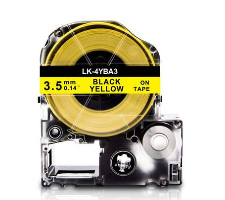 Картридж з термозбіжною трубкою для принтера Epson LabelWorks LK4YBA3 3,5 мм 2,5 м Чорний/Жовтий, фото 2