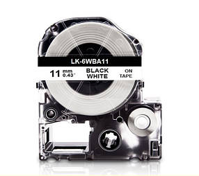 Картридж з термозбіжною трубкою для принтера Epson LabelWorks LK6WBA11 11 мм 2,5 м Чорний/Білий