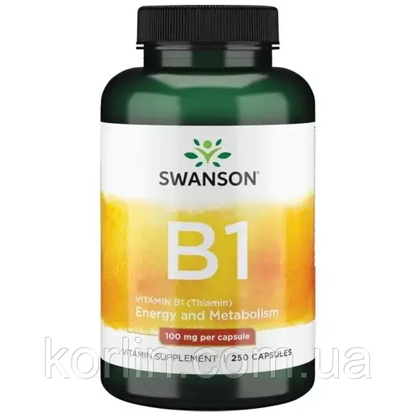 Тіамін 100 мг Вітамін В1 250 кап Swanson B1 США Доставка з ЄС, фото 1