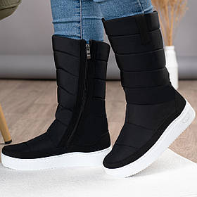 Дутики жіночі високі чорні з білою підошвою