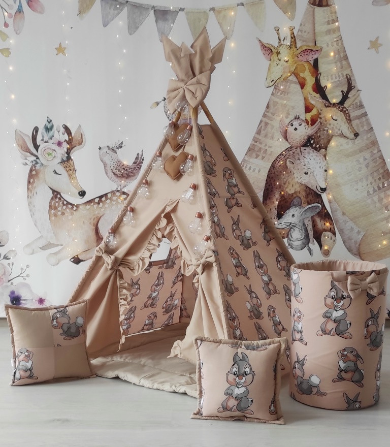 Вігвам Зайки + кошик для іграшок Повний комплект