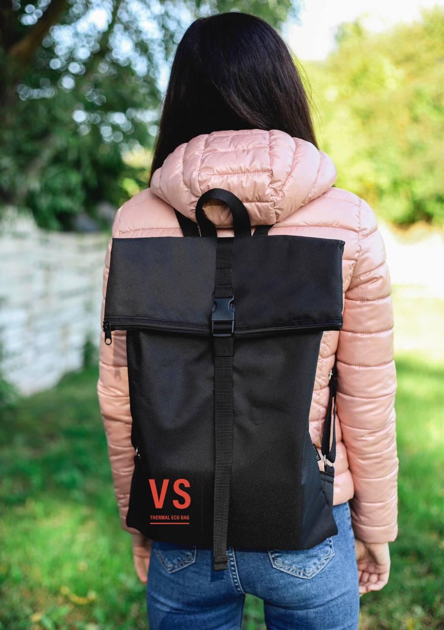 Брендований рюкзак Ролтоп  VS Thermal Eco Bag чорного кольору