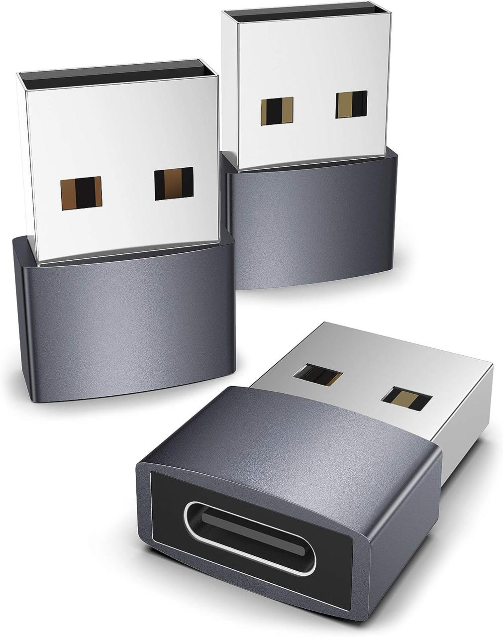 Перехідник Syntech USB C Female to USB Male 3 Pack [Алюмінієвий корпус, висока стабільність] Тип C Кабель зарядного пристрою Перет, фото 1