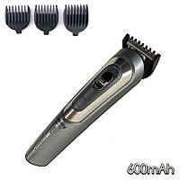 Машинка для стрижки на акумуляторі Geemy GM-6112 Срібна окантувальна машинка для стрижки, триммер для бороди
