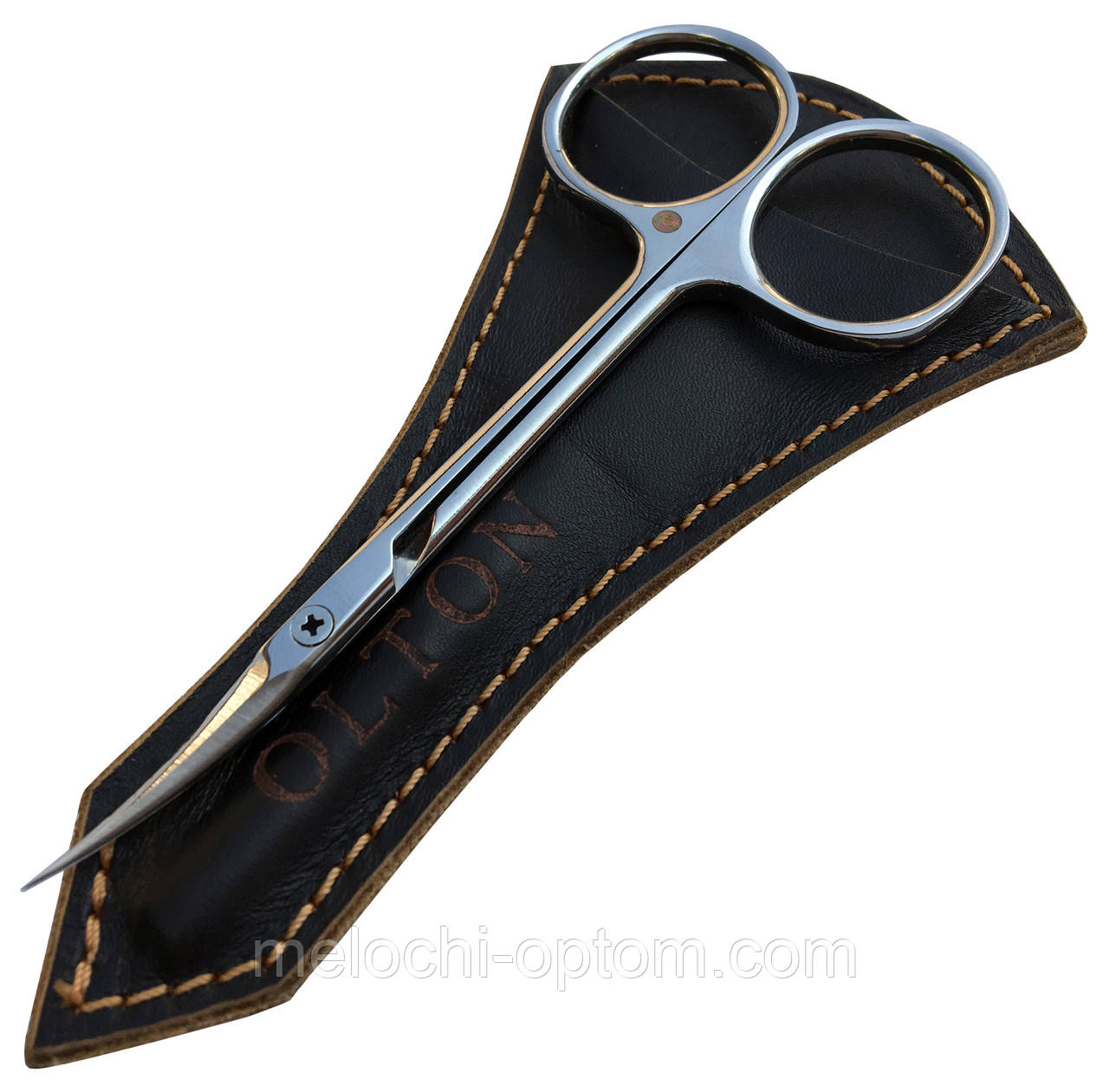 Ножиці манікюрні OLTON 100 мм ножиці для видалення кутикули зігнуті срібні, фото 1