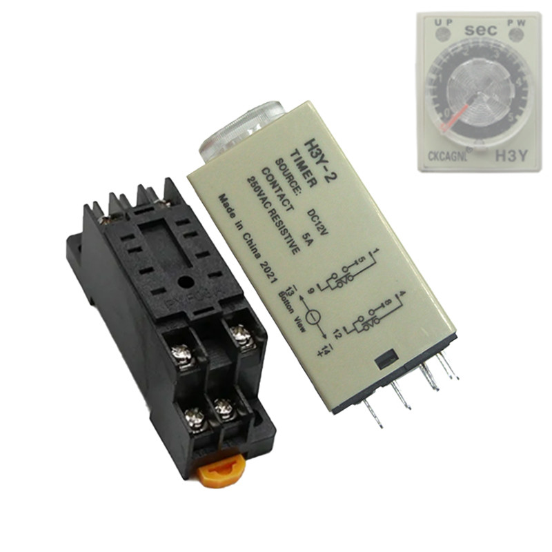 Реле часу, таймер H3Y-2, 0-5c 12В 5А на DIN-рейку, фото 1