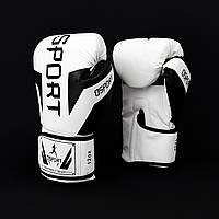 Перчатки боксерские для бокса 12 унций на липучке OSPORT кожа PU (BO-5698) Белый