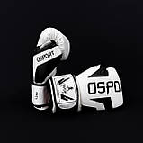 Рукавички боксерські для боксу 12 унцій на липучці OSPORT шкіра PU (BO-5698) Білий, фото 4