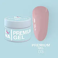 Гель для наращивания ногтей бледно розовый LunaMoon Gel Premium №3, 15мл