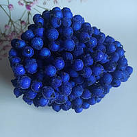 Калина в сахаре Ø12 мм темно-синяя для заколок, декора, букет 20 ягод