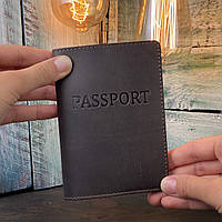 Обложка на паспорт с натуральной кожи в коричневом цвете. Кожа плотная