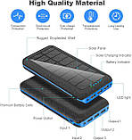 Сток без коробки. Solar Power Bank 30000mAh повербанк павербанк на сонячній батареї водонепроникний, фото 5