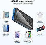 Сток без коробки. Solar Power Bank 30000mAh повербанк павербанк на сонячній батареї водонепроникний, фото 7