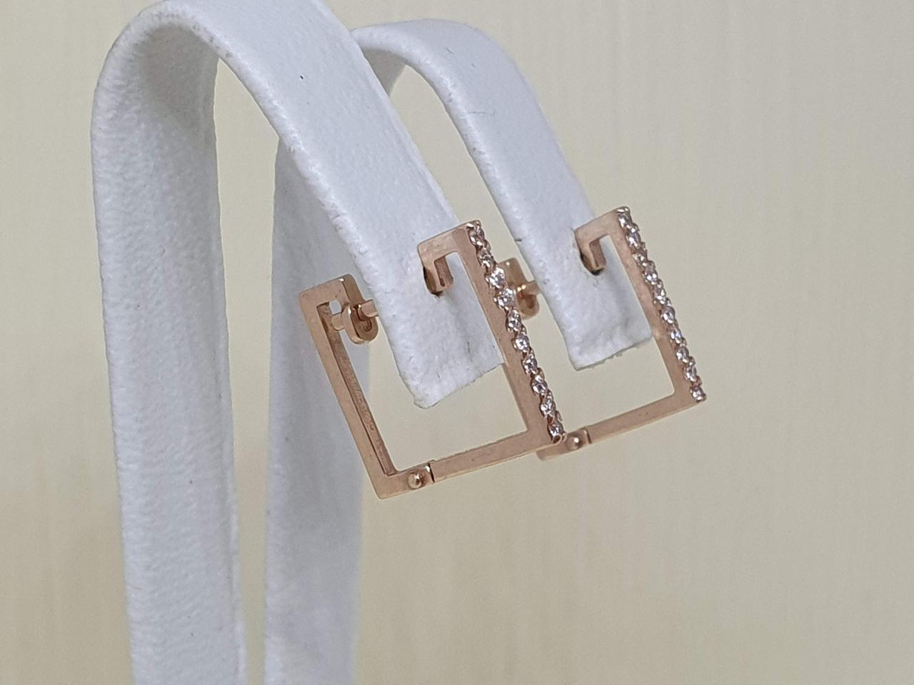 Золоті сережки з фіанітами.  1С152/01Б