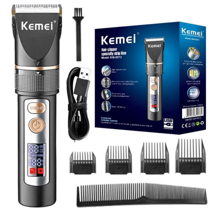 Професійна бездротова машинка для стриження волосся Kemei KM-5073 тример для бороди та вусів Turbo режим