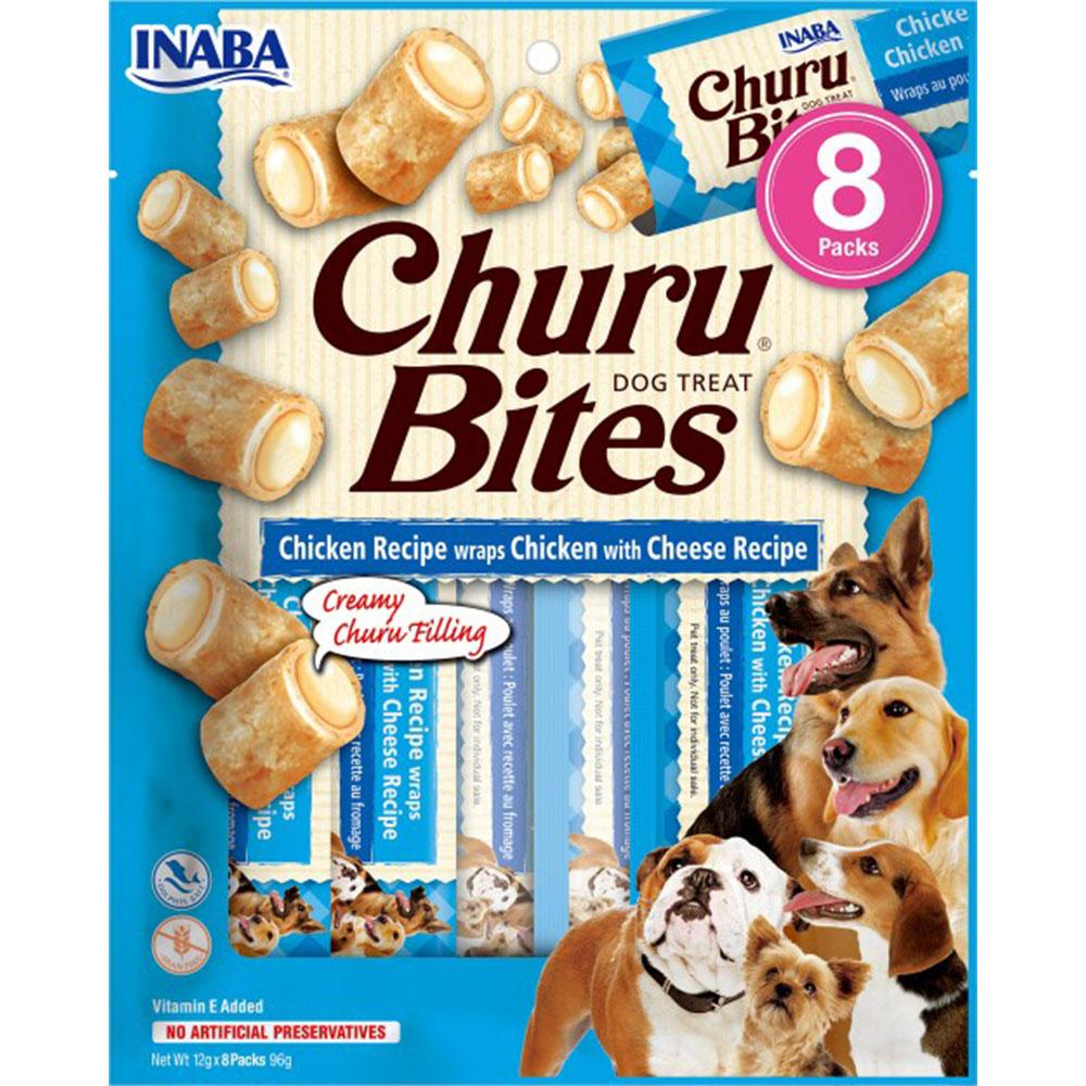 Ласощі для собак м'ясні трубочки з куркою та сиром INABA Churu Bites 8 шт*12 г