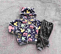 Детский тёплый костюм велсофт на девочку 68-80 см