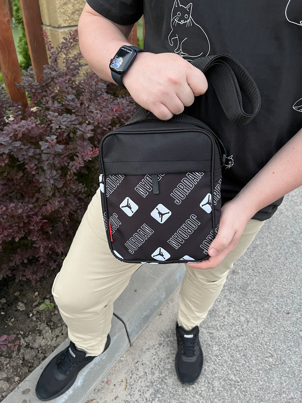 Барсетка Jordan чорного кольору / Чоловіча спортивна сумка через плече Джордан / Сумка Jordan