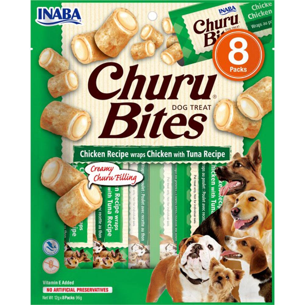 Ласощі для собак м'ясні трубочки з куркою та тунцем INABA Churu Bites 8 шт*12 г