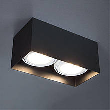 Точковий накладний світильник на 2 лампи 50Вт метал чорний 24х12.5х11 см