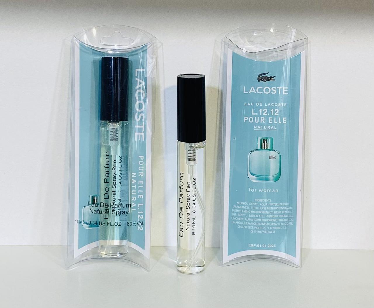 Мініатюрка в ручці жіноча 10 мл Lacoste Eau De L.12.12 Pour Elle Natural, фото 1