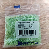 Бисер 57552 Чешский Preciosa 10/0 зеленый, непрозрачный, алебастровый глянцевый радужный