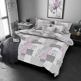 Комплект постільної білизни 1,5 ТМ MTX "БЯЗЬ ГОЛД" КВАДРАТИ НА СІРОМУ