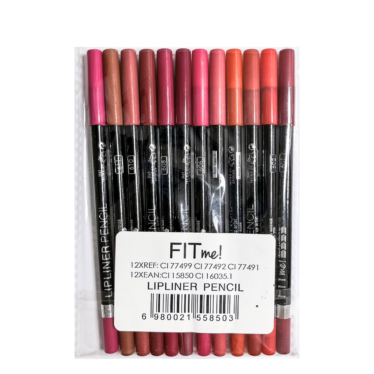 Набір олівців для губ натуральні кольори Fit me! Lipliner Pencil 12 штук