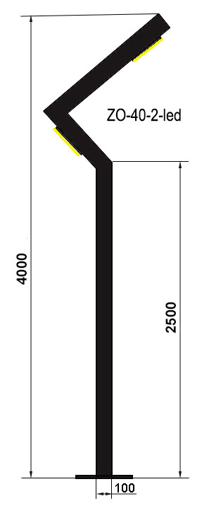 Светодиодная опора освещения ZO-40-2-led с двумя светильниками - фото 1 - id-p303422906