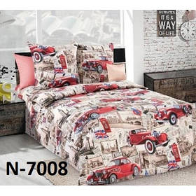 Комплект постільної білизни 1,5 ТМ MTX "БЯЗЬ ГОЛД" ТАЧКИ