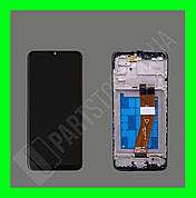 Дисплей Samsung A037F А03s 2021 із сенсором та рамкою, чорний, жовтий шлейф 160,5 x 72 mm (оригінальні комплектуючі)