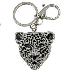 Брелок для ключів леопард зі стразами, білий