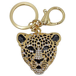 Брелок для ключів леопард зі стразами, жовтий