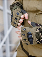 Тактические перчатки ЗСУ штурмовые (камуфляж),Защитные военные беспалые перчатки стрелковые