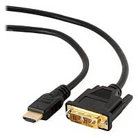 Кабель HDMI - DVI 1.8м Cablexpert CC-HDMI-DVI-6 позол. контакти чорний новий