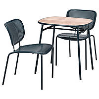 Стол и 2 стула IKEA DUVSKÄR, для сада, черно-синий, 794.948.62