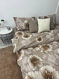 Комплект постільної білизни Бязь голд люкс Капучино з квітами Євро розмір 220х240, фото 3