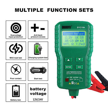 Тестер автомобільних акумуляторів DUOYI DY219A 12V 24V Car Battery Tester аналізатор акб Код/Артикул 13 219а