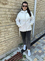 Куртка женская Теди белая тёплая с капюшоном на молнии. Качество превосходное. Размеры L, XL, XXL.