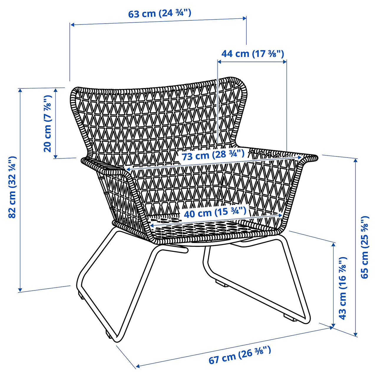 Легкое кресло IKEA ХЭГСТЕН, садовий, белый, 202.098.62 - фото 4 - id-p1924484853